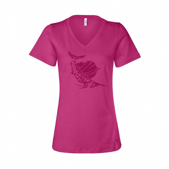 Bella + Canvas Ladies V Neck Tribal Sailfish Tee #2