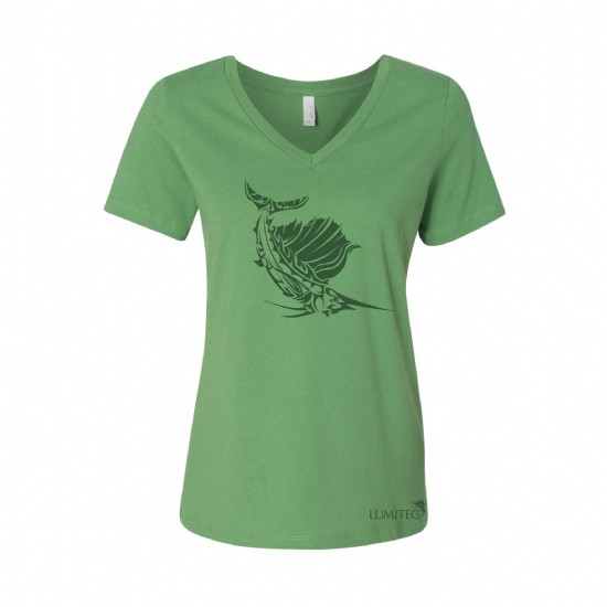 Bella + Canvas Ladies V Neck Tribal Sailfish Tee #3