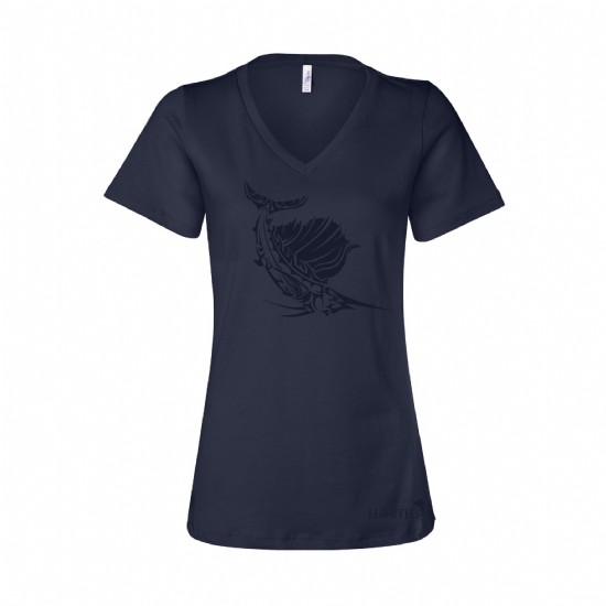 Bella + Canvas Ladies V Neck Tribal Sailfish Tee #4